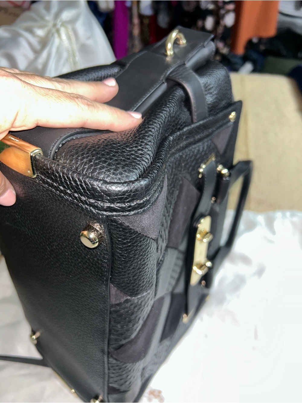 Coach Black Swagger 27 Quilted & Textured Leather Top-Handle Satchel - Picture 3 of 14